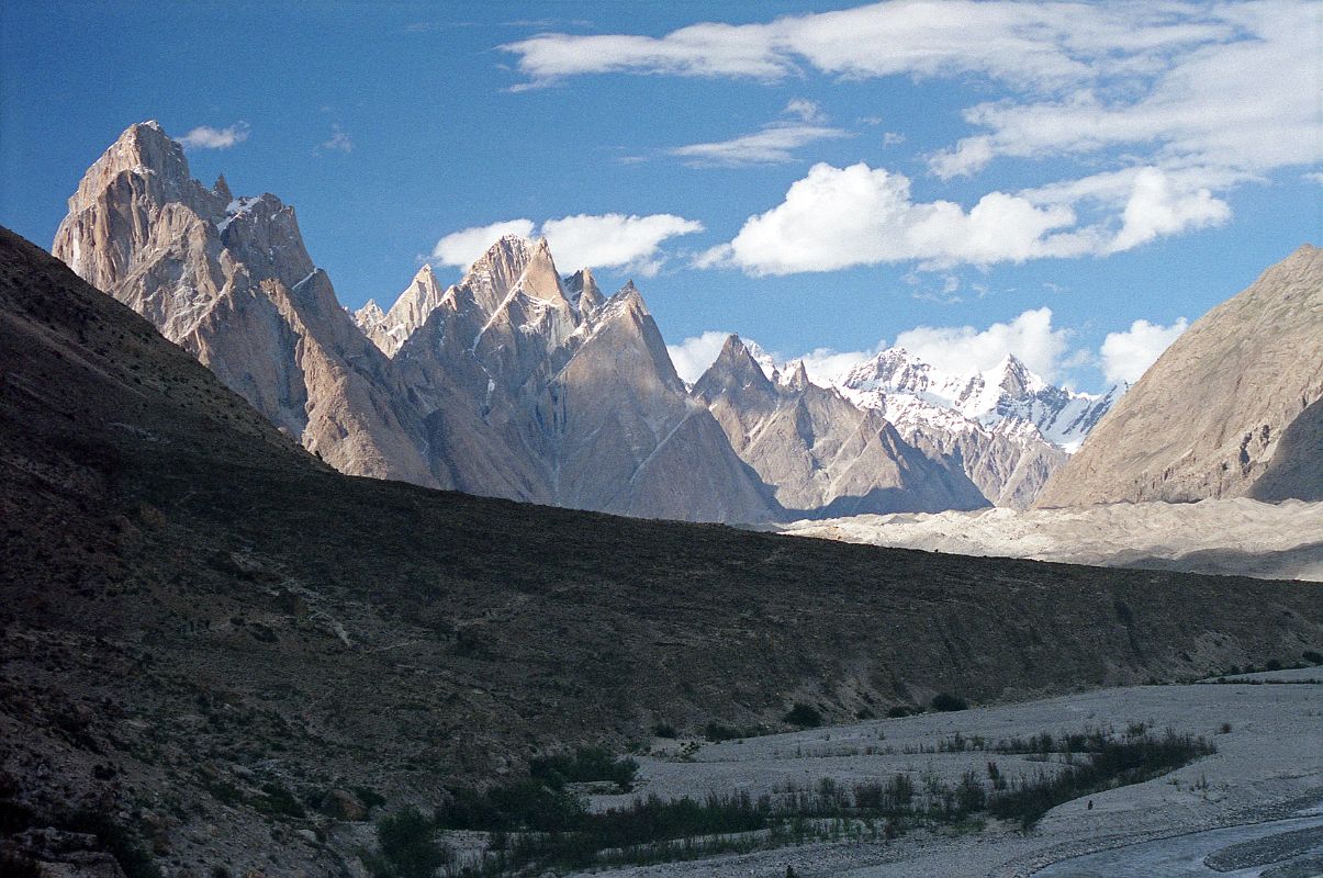 04 Trango Castle, The Cathedral, Baltoro Glacier Just before Suinset From Paiju